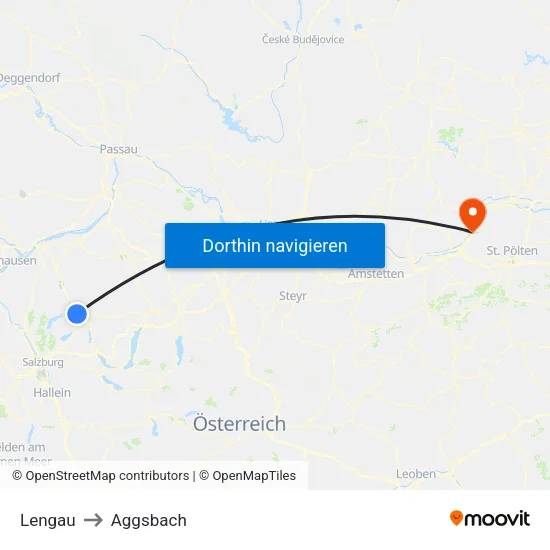 Lengau to Aggsbach map