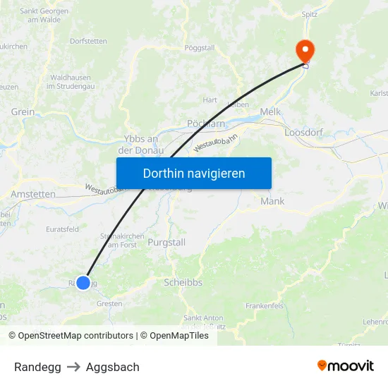 Randegg to Aggsbach map