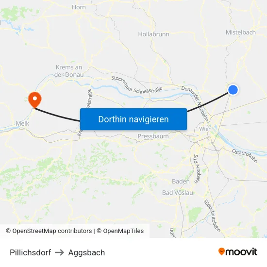 Pillichsdorf to Aggsbach map