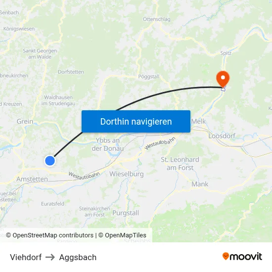 Viehdorf to Aggsbach map