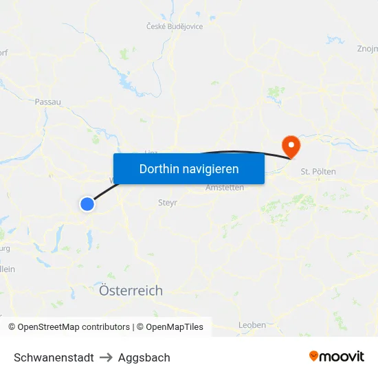 Schwanenstadt to Aggsbach map