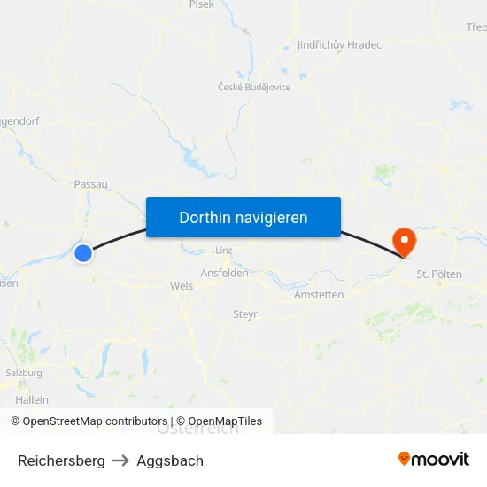 Reichersberg to Aggsbach map