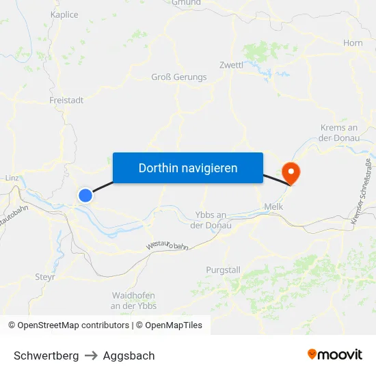 Schwertberg to Aggsbach map