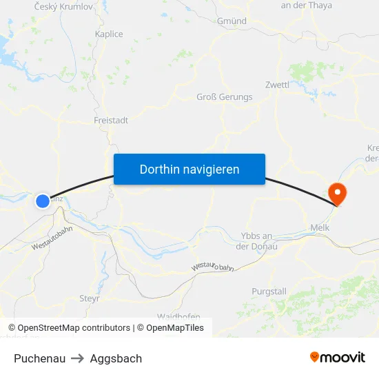 Puchenau to Aggsbach map