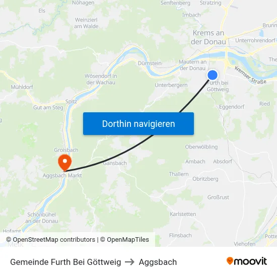 Gemeinde Furth Bei Göttweig to Aggsbach map