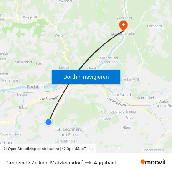 Gemeinde Zelking-Matzleinsdorf to Aggsbach map