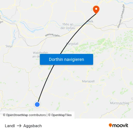 Landl to Aggsbach map
