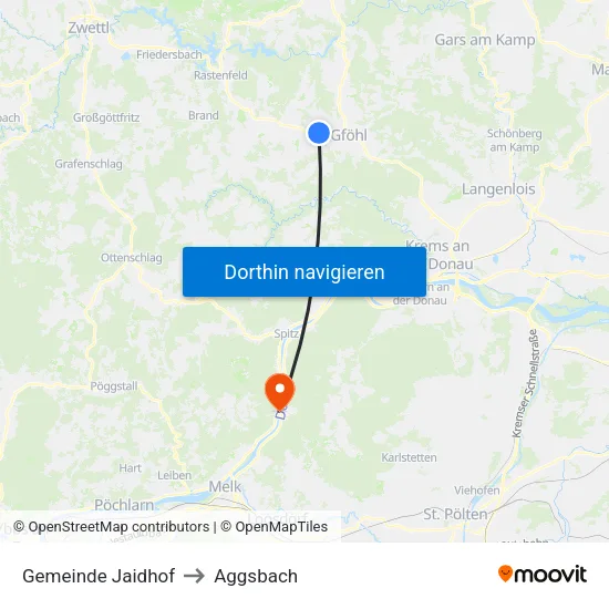 Gemeinde Jaidhof to Aggsbach map