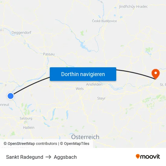Sankt Radegund to Aggsbach map