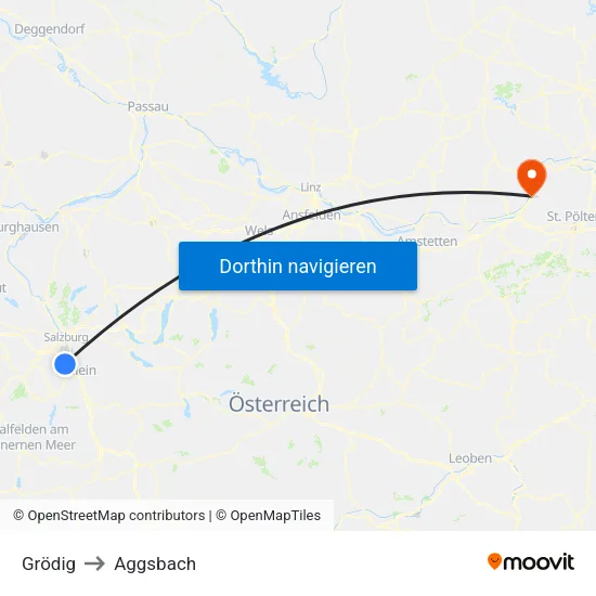 Grödig to Aggsbach map
