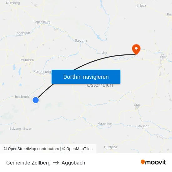 Gemeinde Zellberg to Aggsbach map