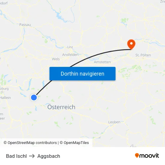 Bad Ischl to Aggsbach map