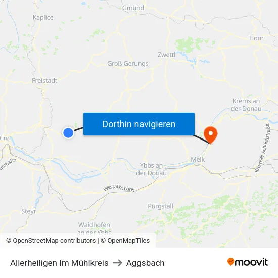Allerheiligen Im Mühlkreis to Aggsbach map