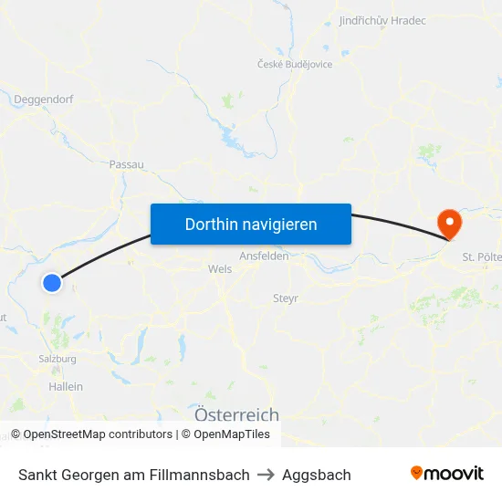 Sankt Georgen am Fillmannsbach to Aggsbach map