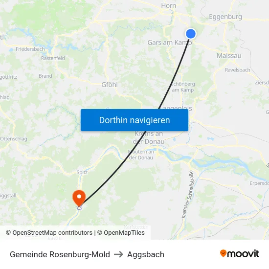Gemeinde Rosenburg-Mold to Aggsbach map