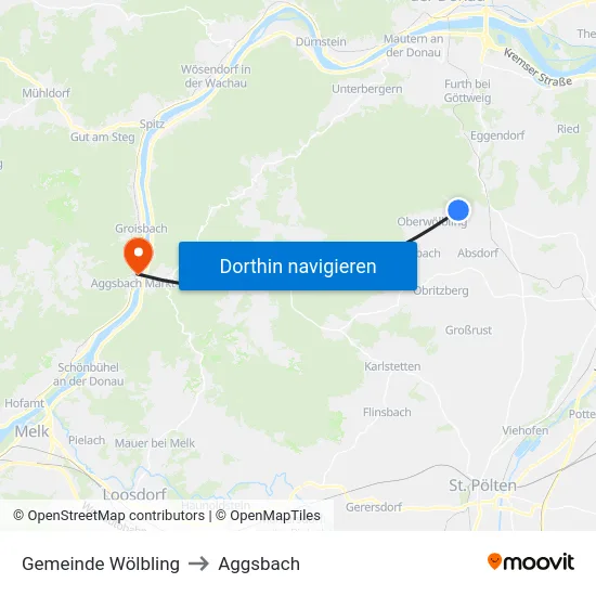 Gemeinde Wölbling to Aggsbach map