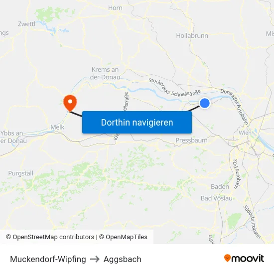 Muckendorf-Wipfing to Aggsbach map