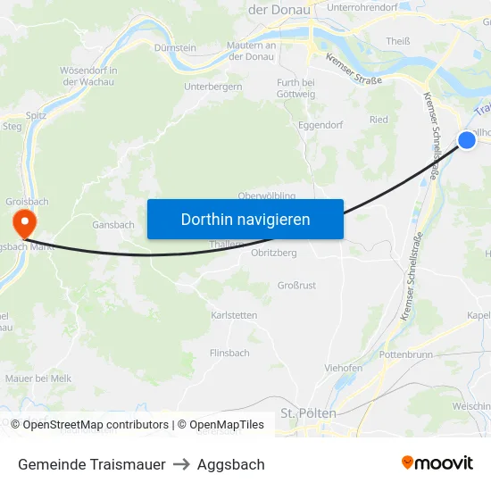 Gemeinde Traismauer to Aggsbach map