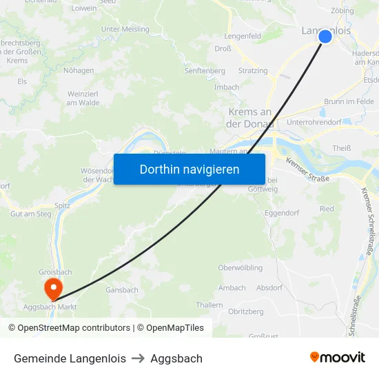 Gemeinde Langenlois to Aggsbach map