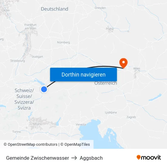Gemeinde Zwischenwasser to Aggsbach map