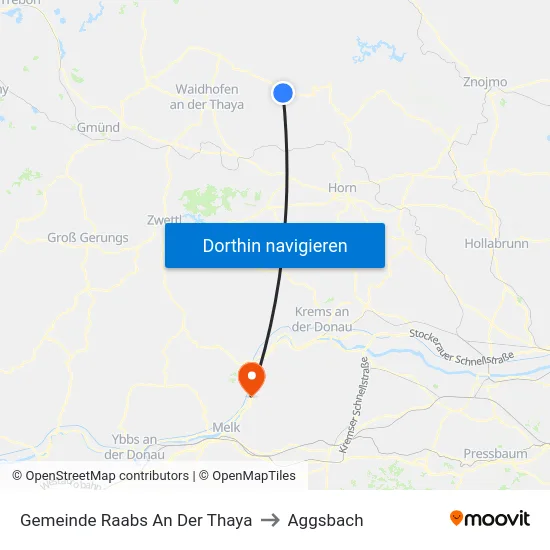 Gemeinde Raabs An Der Thaya to Aggsbach map