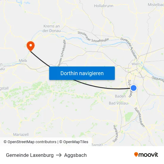 Gemeinde Laxenburg to Aggsbach map