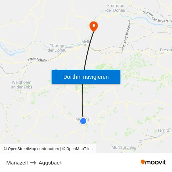 Mariazell to Aggsbach map