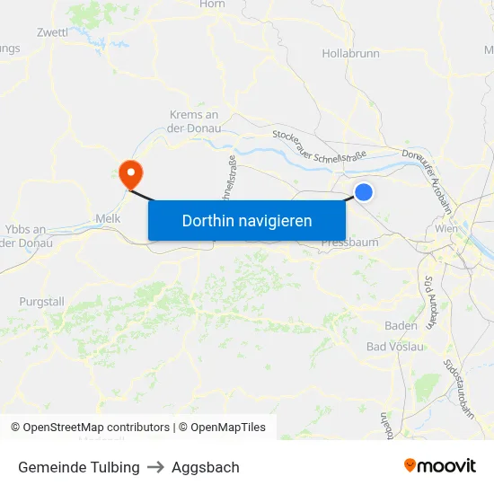 Gemeinde Tulbing to Aggsbach map