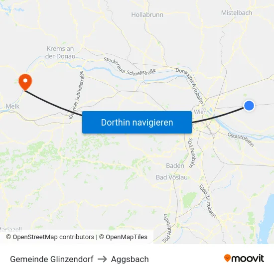 Gemeinde Glinzendorf to Aggsbach map