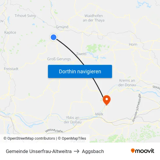 Gemeinde Unserfrau-Altweitra to Aggsbach map