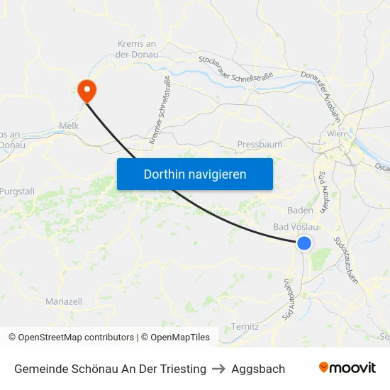 Gemeinde Schönau An Der Triesting to Aggsbach map