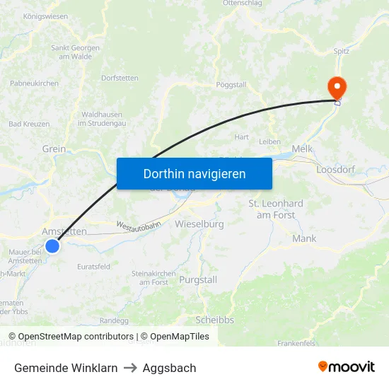 Gemeinde Winklarn to Aggsbach map