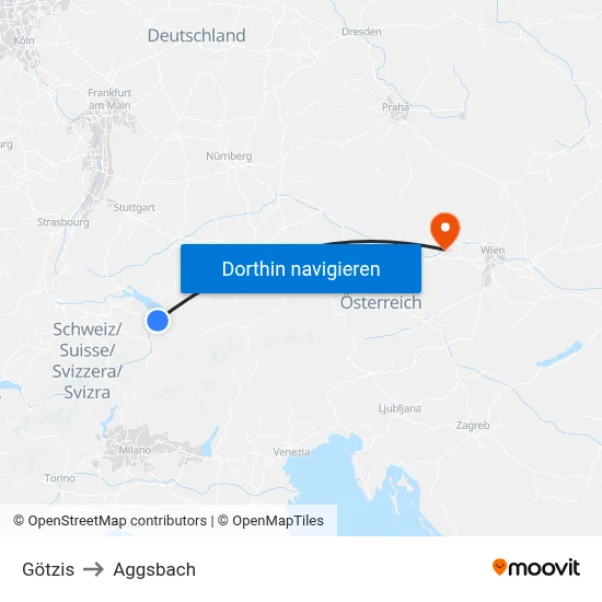 Götzis to Aggsbach map