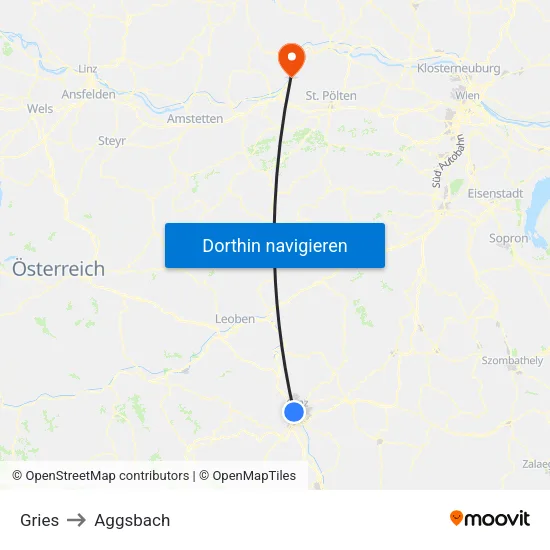 Gries to Aggsbach map