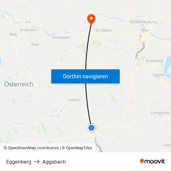 Eggenberg to Aggsbach map
