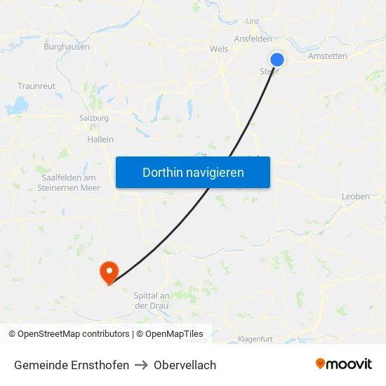 Gemeinde Ernsthofen to Obervellach map