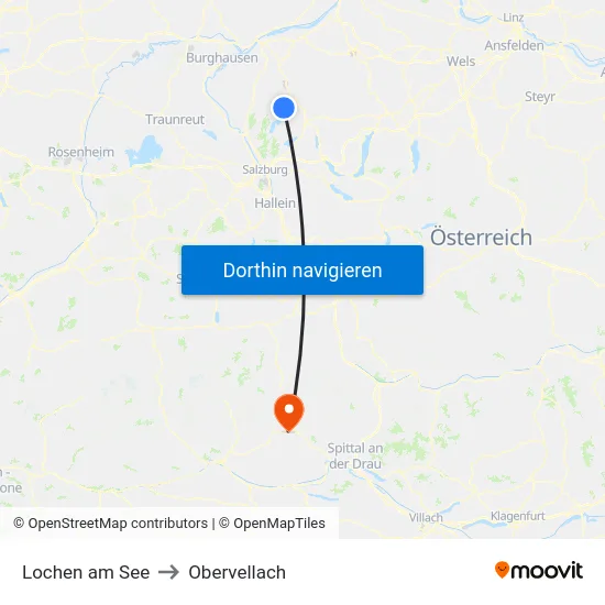 Lochen am See to Obervellach map