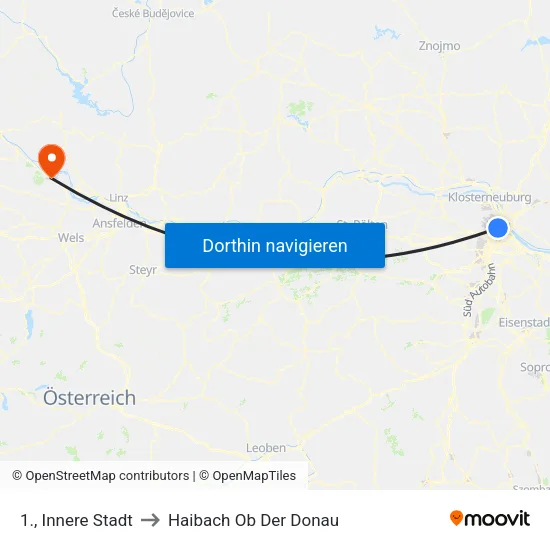 1., Innere Stadt to Haibach Ob Der Donau map