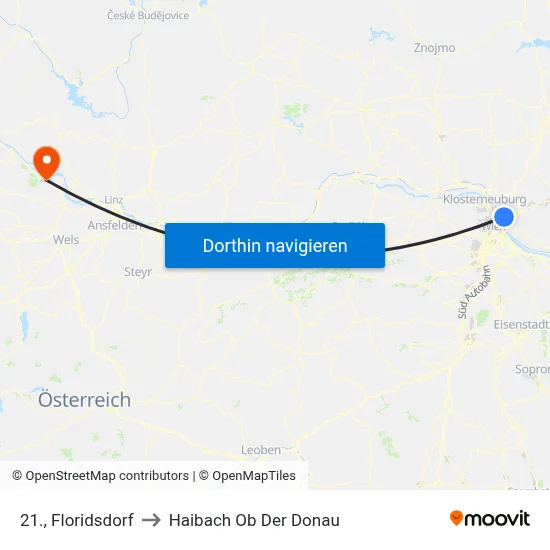 21., Floridsdorf to Haibach Ob Der Donau map