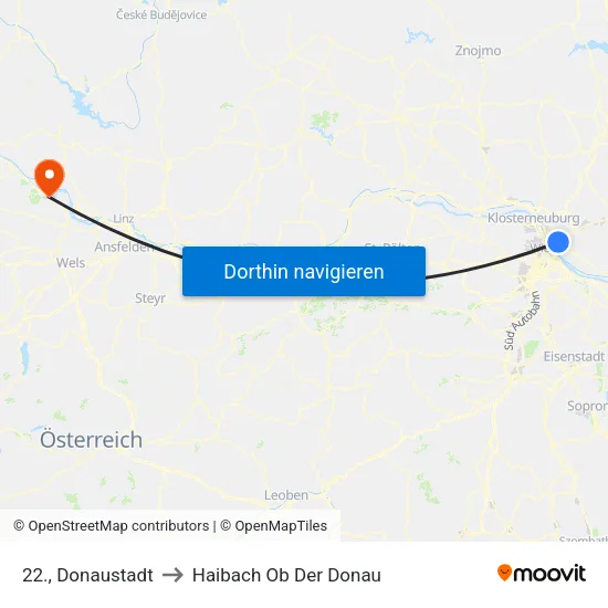 22., Donaustadt to Haibach Ob Der Donau map