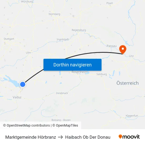 Marktgemeinde Hörbranz to Haibach Ob Der Donau map