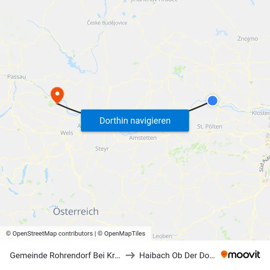 Gemeinde Rohrendorf Bei Krems to Haibach Ob Der Donau map