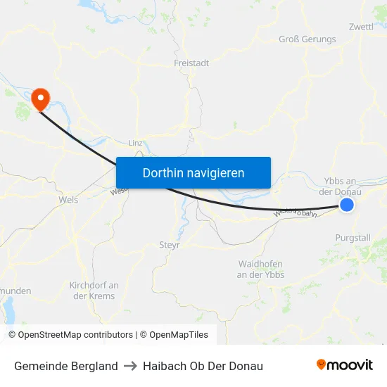 Gemeinde Bergland to Haibach Ob Der Donau map