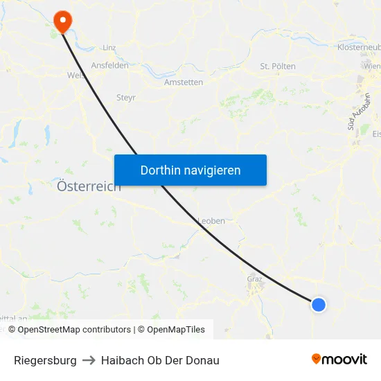 Riegersburg to Haibach Ob Der Donau map