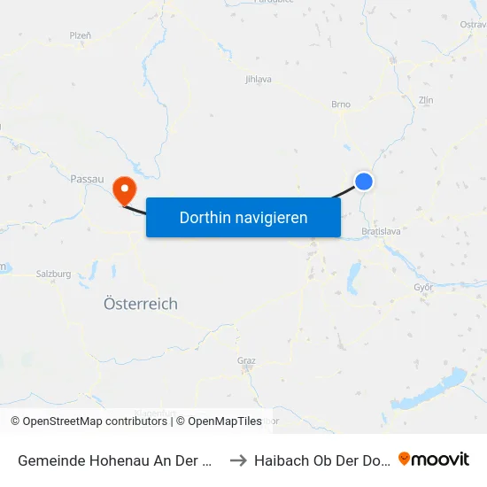 Gemeinde Hohenau An Der March to Haibach Ob Der Donau map