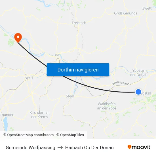 Gemeinde Wolfpassing to Haibach Ob Der Donau map