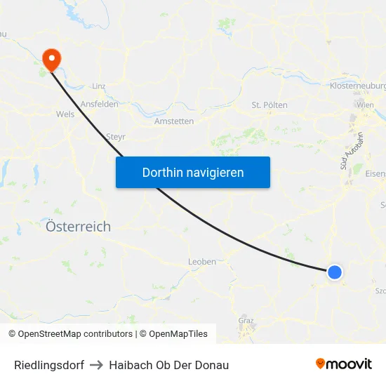 Riedlingsdorf to Haibach Ob Der Donau map