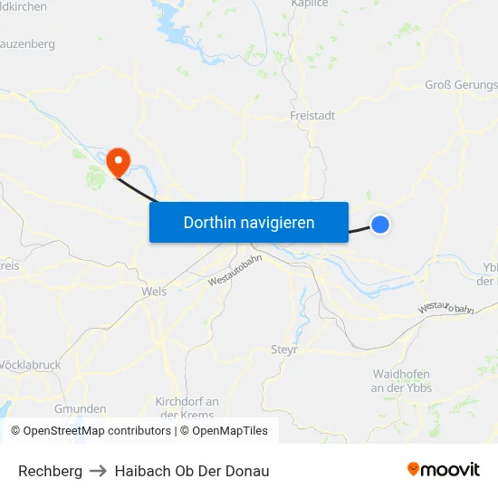 Rechberg to Haibach Ob Der Donau map