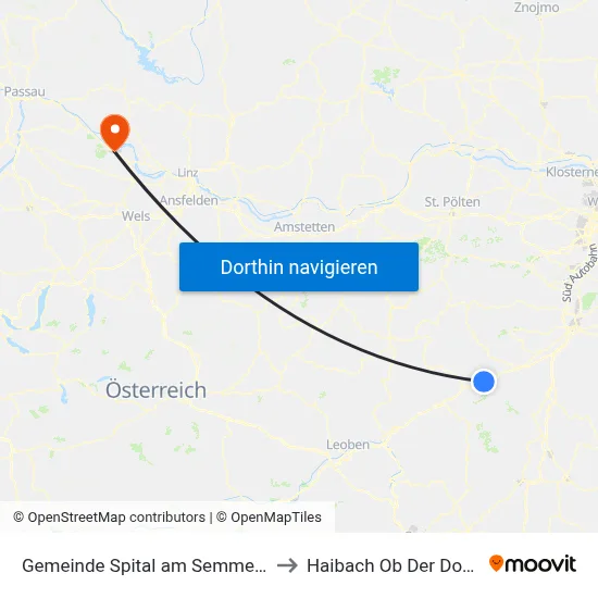 Gemeinde Spital am Semmering to Haibach Ob Der Donau map