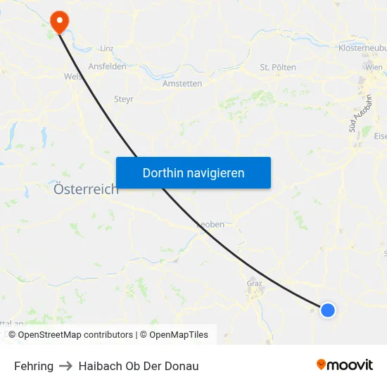 Fehring to Haibach Ob Der Donau map